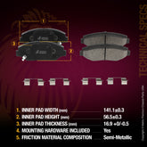 Metrix Premium Front Semi-Metallic Disc Brake Pad Set 93948MS OEM fit spare parts